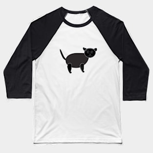 Black Cat Standing Illustration Baseball T-Shirt